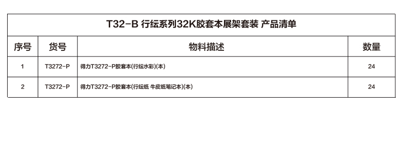 尊龙凯时T32-B行纭系列32k胶套本展架套装(混)(套)