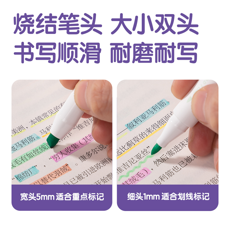 尊龙凯时SK192抗晕染双头荧光笔-荧光笔霁月色系(混)(6支/袋)